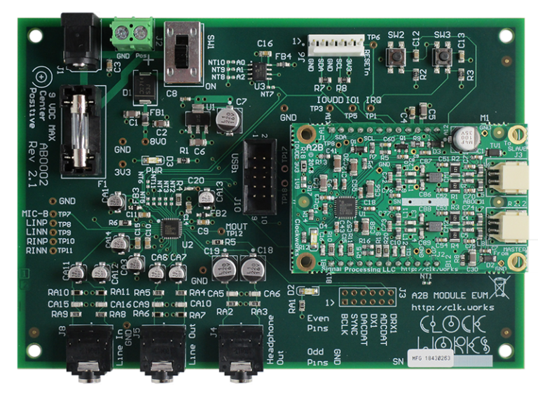 A2B EVM With SigmaDSP And Stereo Audio Input And Output